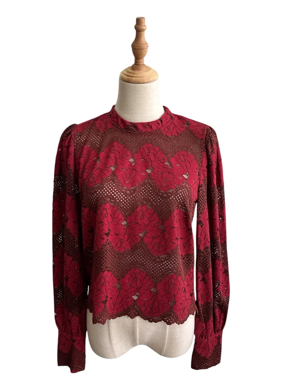Anthropologie Dolan Left Coast Mock Neck Lace Blouse Top Size Small New With Tag